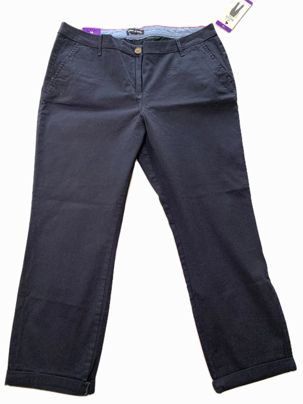NEW Nautica Women Navy Blue Khakis/Chinos Pants Ankle Size 14